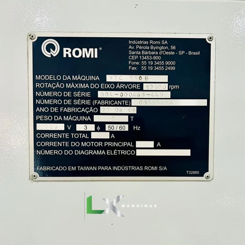 CENTRO DE FURAÇÃO E ROSQUEAMENTO ROMI VTC 560B DUPLO PALLET - FANUC - 2009 (2)