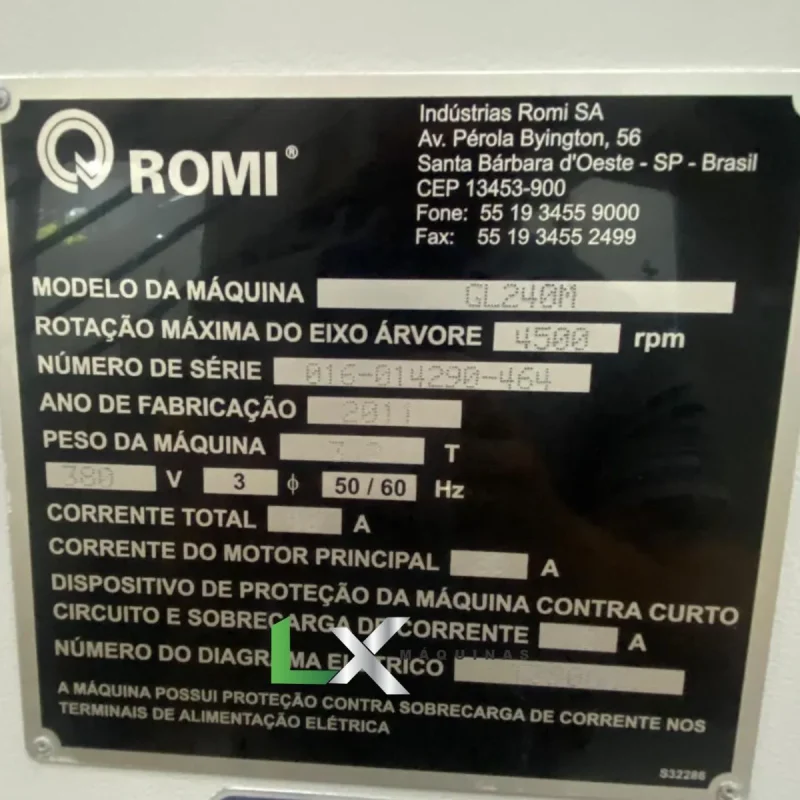 CENTRO DE TORNEAMENTO ROMI GL 240M - ANO 2011 (2)