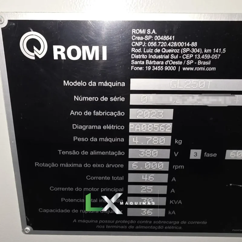 CENTRO DE TORNEAMENTO ROMI GL250T - FANUC OI-TF PLUS - 2023 (1)