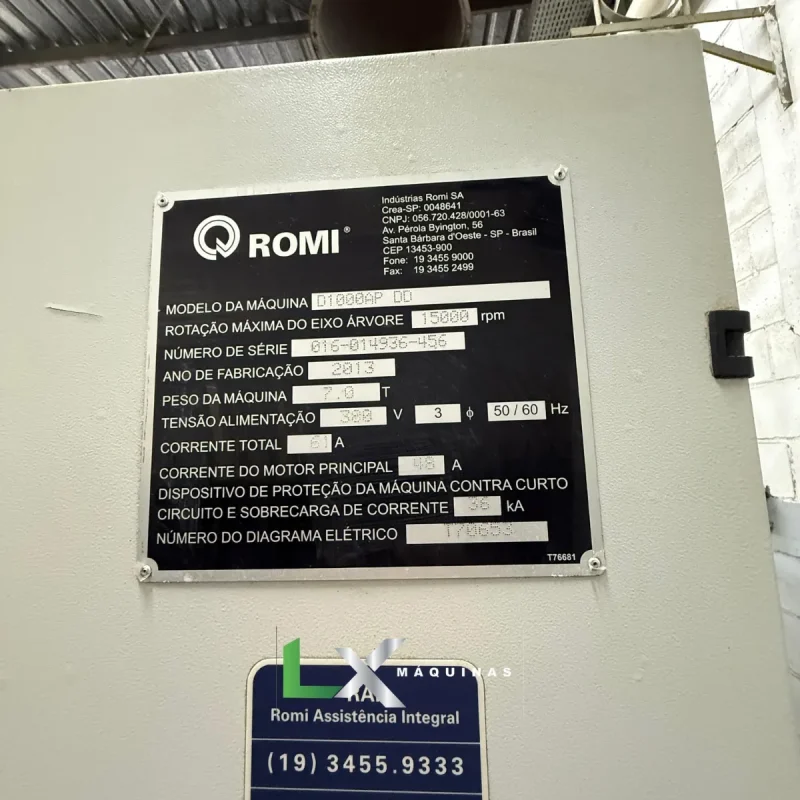 CENTRO DE USINAGEM ROMI D1000AP - 15.000 RPM - ANO 2013 (8)