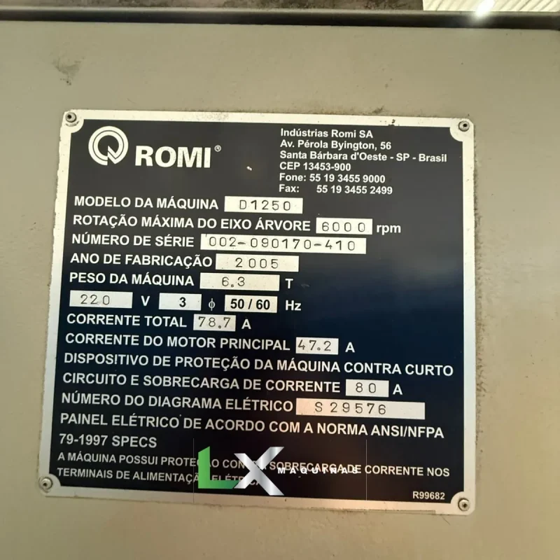 CENTRO DE USINAGEM ROMI D1250 - FANUC - ANO 2005 (2)