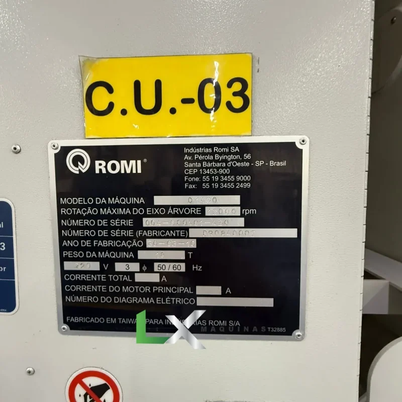 CENTRO DE USINAGEM ROMI D1400 - FANUC - COM 4 EIXO - ANO 2010 (9)
