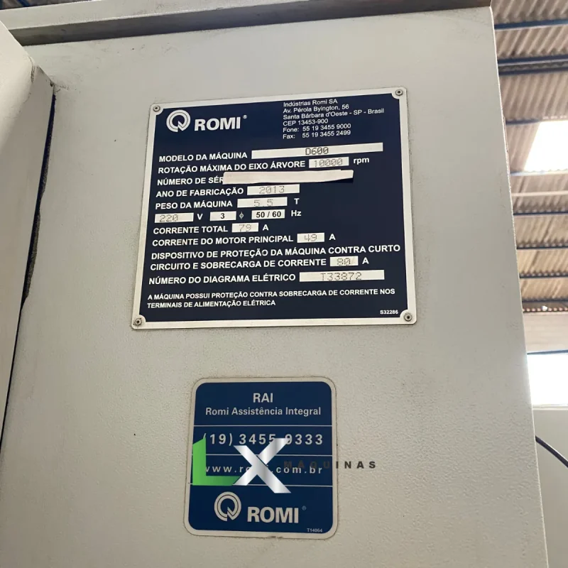 CENTRO DE USINAGEM ROMI D600 - FANUC - 2013 (1)