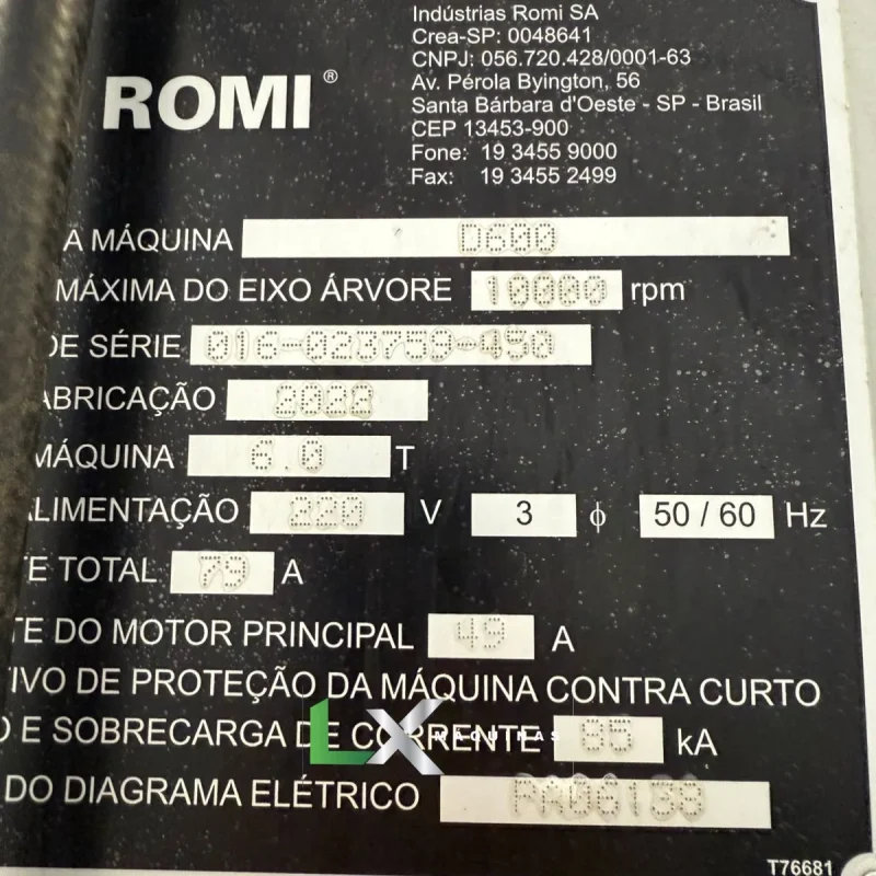 CENTRO DE USINAGEM ROMI D600 - FANUC - ANO 2022 (4)