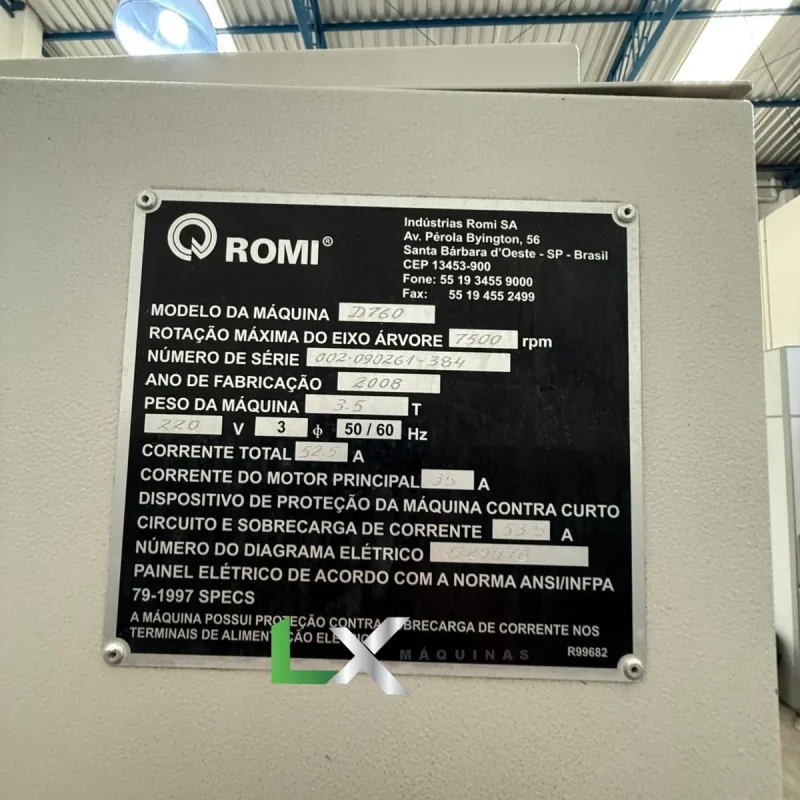 CENTRO DE USINAGEM ROMI D760 - FANUC - 2008 - REFRIGERAÇÃO INTERNA (3)