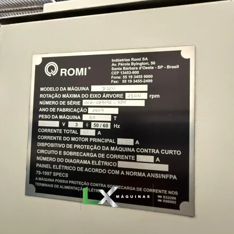 CENTRO DE USINAGEM ROMI D760 SIEMENS - ANO 2004 (6)