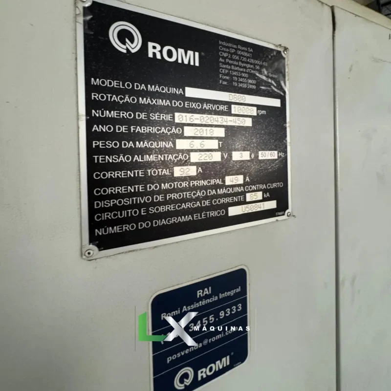 CENTRO DE USINAGEM ROMI D800 - FANUC - 2018 (5)