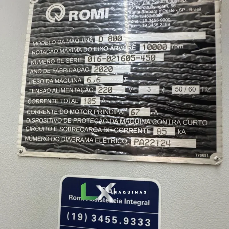 CENTRO DE USINAGEM ROMI D800 - FANUC - 2020 (8)
