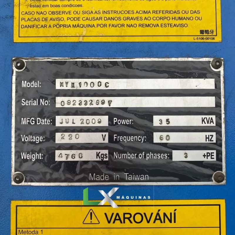 CENTRO DE USINAGEM VEKER MVK1000 - 2009 (8)