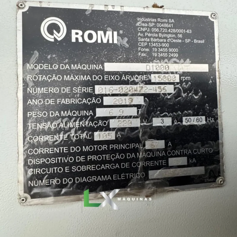 CENTRO DE USINAGEM VERTICAL ROMI D1000 - FANUC - 2018 (1)