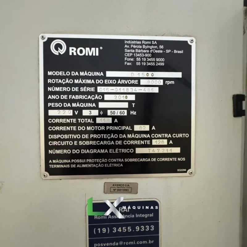 CENTRO DE USINAGEM VERTICAL ROMI D1500 - SIEMENS - 2010 (6)