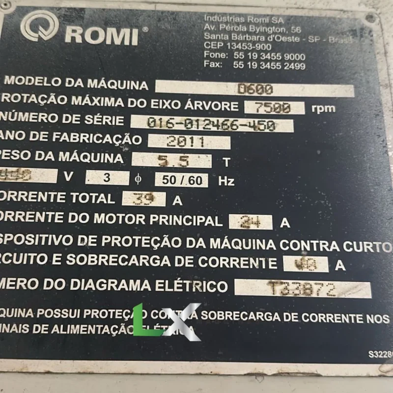 CENTRO DE USINAGEM VERTICAL ROMI D600 – FANUC - ANO 2011 (4)