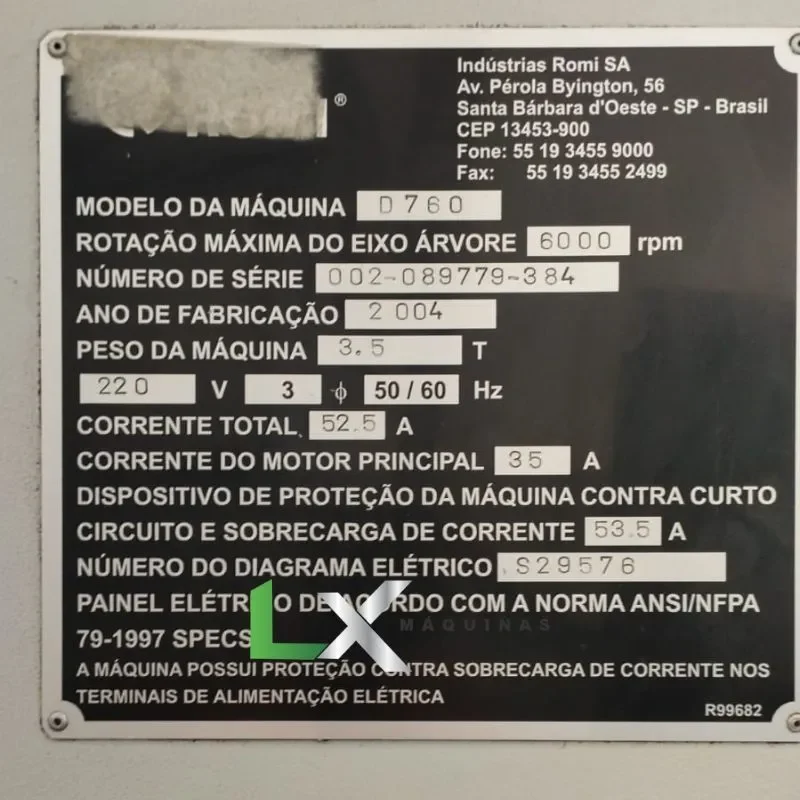 CENTRO DE USINAGEM VERTICAL ROMI D760 - 2004 - FANUC (4)