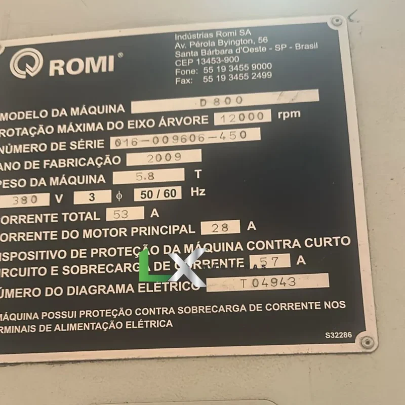 CENTRO DE USINAGEM VERTICAL ROMI D800 - FANUC - 12.000 RPM (7)