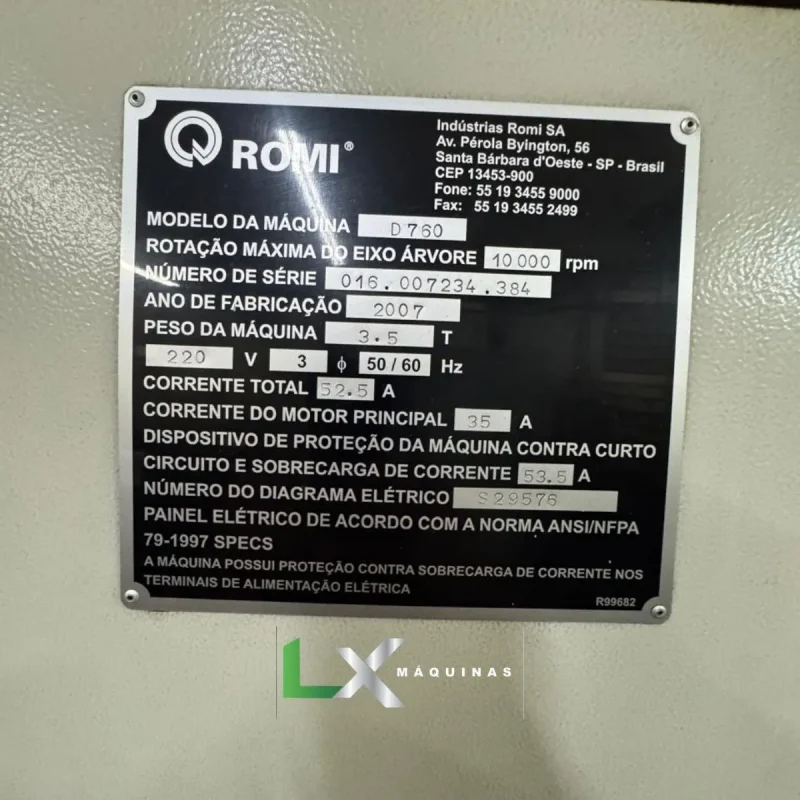 CENTRO DE USINAGEM VERTICAL ROMI DISCOVERY 760 - FANUC- 2007 (7)