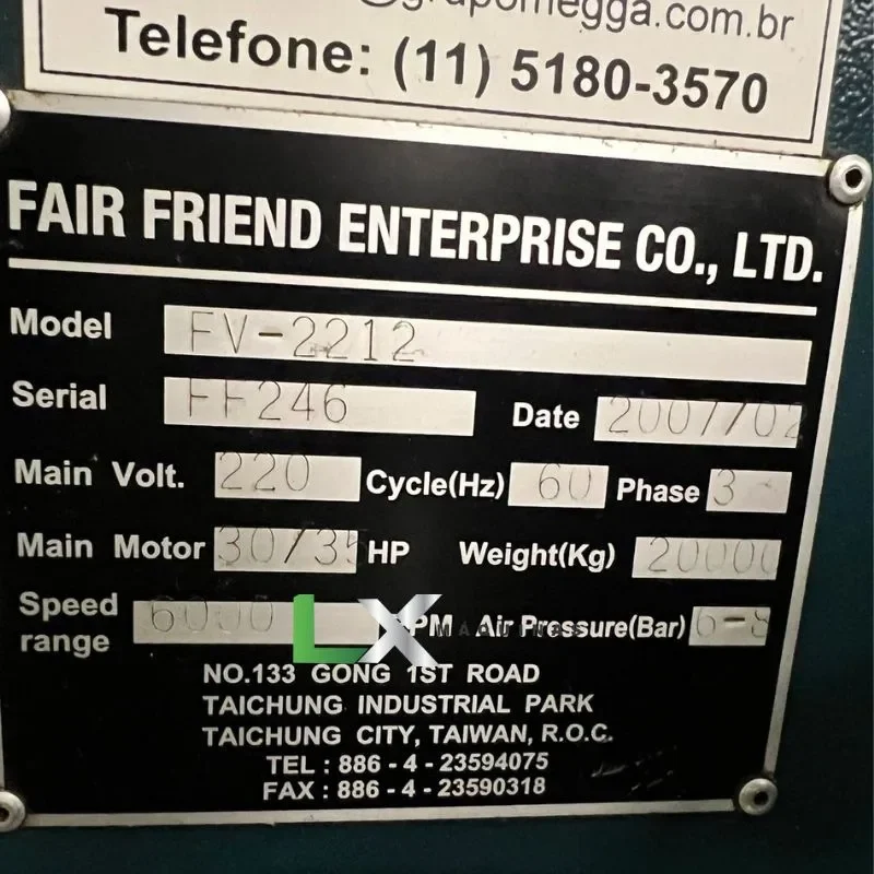 FRESADORA CNC PORTAL FEELER MODELO FV-2212 ANO 2007 (6)