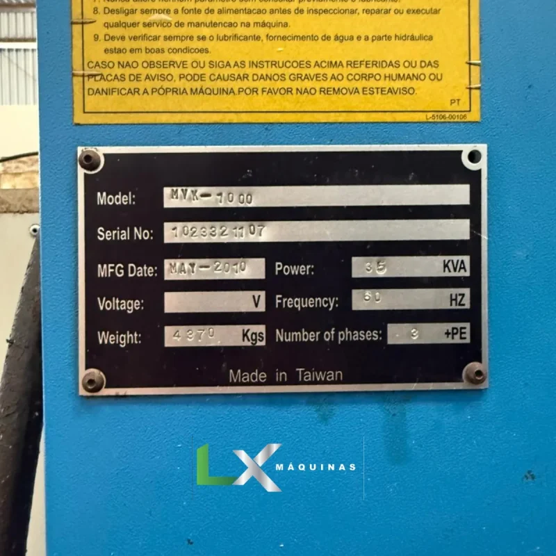 FRESADORA VEKER MVK1000 - MITSUBISHI - ANO 2010 (5)