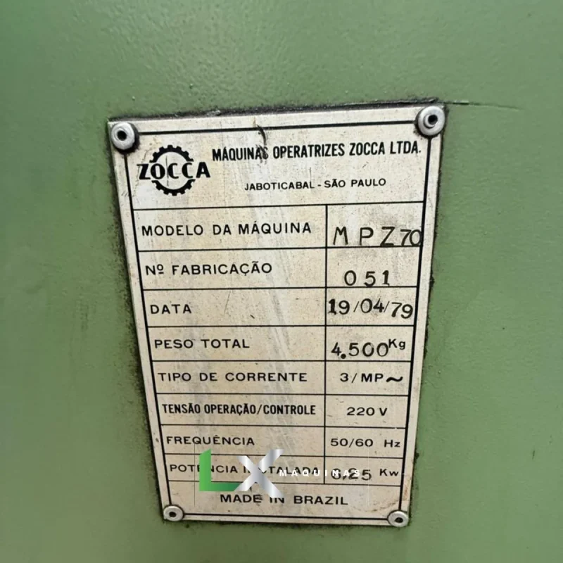 MANDRILHADORA CONVENCIONAL ZOCCA MPZ 70 - COM PLACA EXPANSIVA (3)