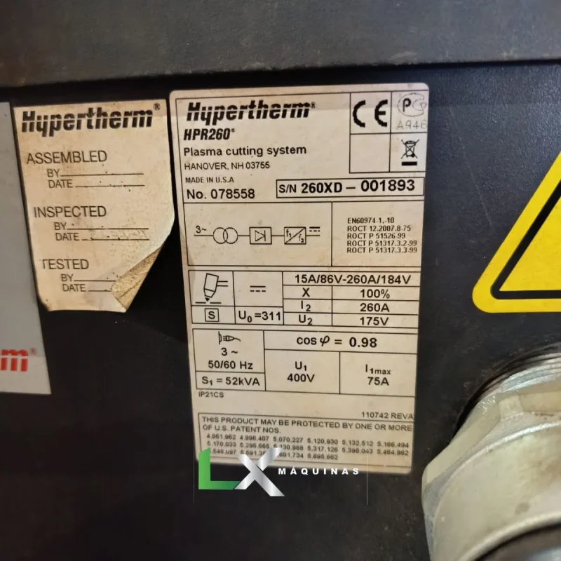 MESA DE CORTE PLASMA CNC HYPERTHERM HPR260XD 0XIPIRA MASTER - 3100 X 7500 MM (13)