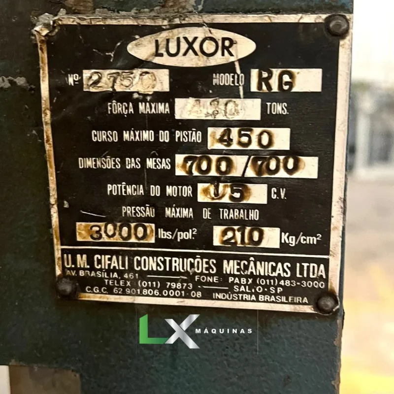 PRENSA HIDRÁULICA LUXOR RG - 420 TON (7)