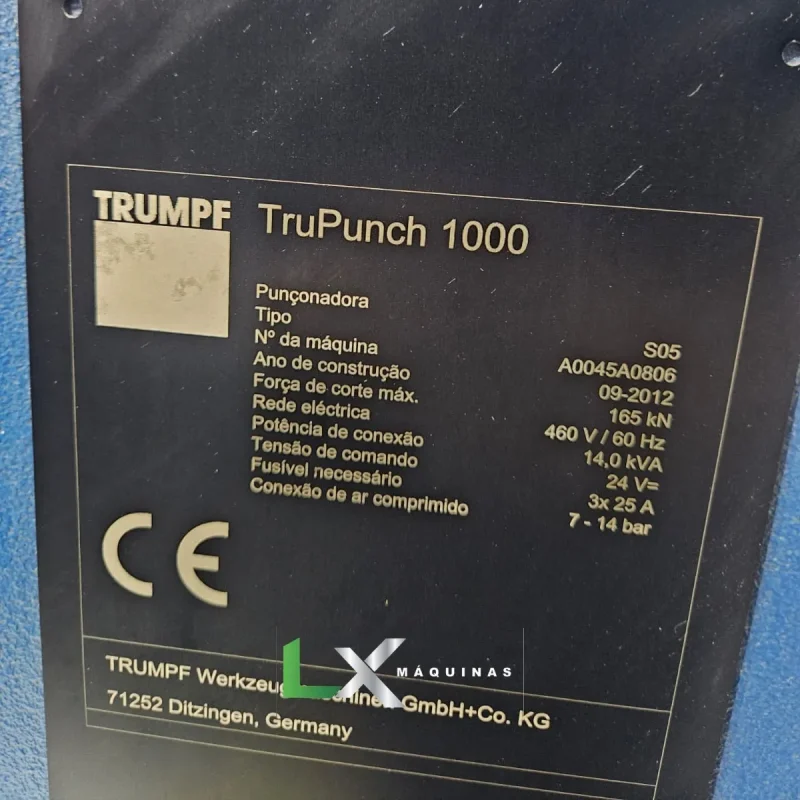 PUNCIONADEIRA CNC TRUMPF TRUPUNCH - 1000 - ALTA PERFORMACE E PRECISÃO (3)