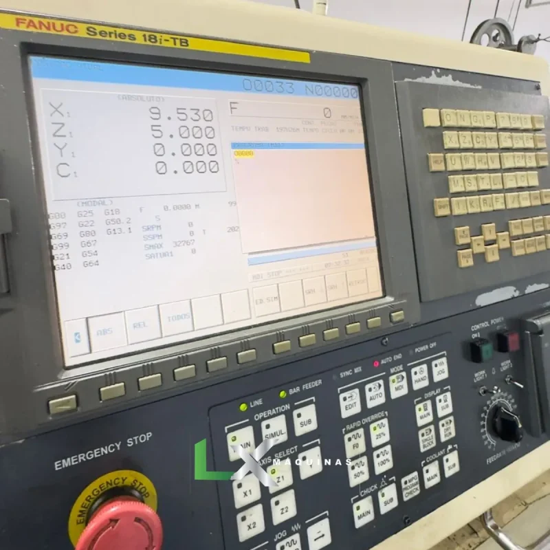 TORNO CNC CABEÇOTE MÓVELX HANWHA XD20H- COM ALIMENTADOR DE BARRAS - ANO 2007 (9)