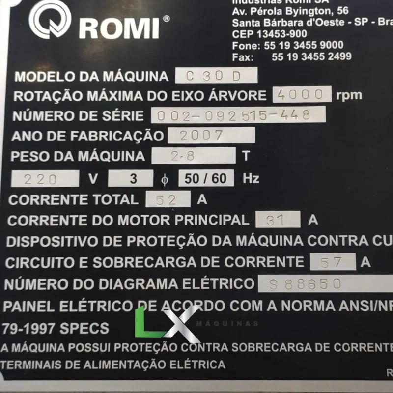 TORNO CNC ROMI CENTUR 30 D ANO 2007 - SIEMENS (3)