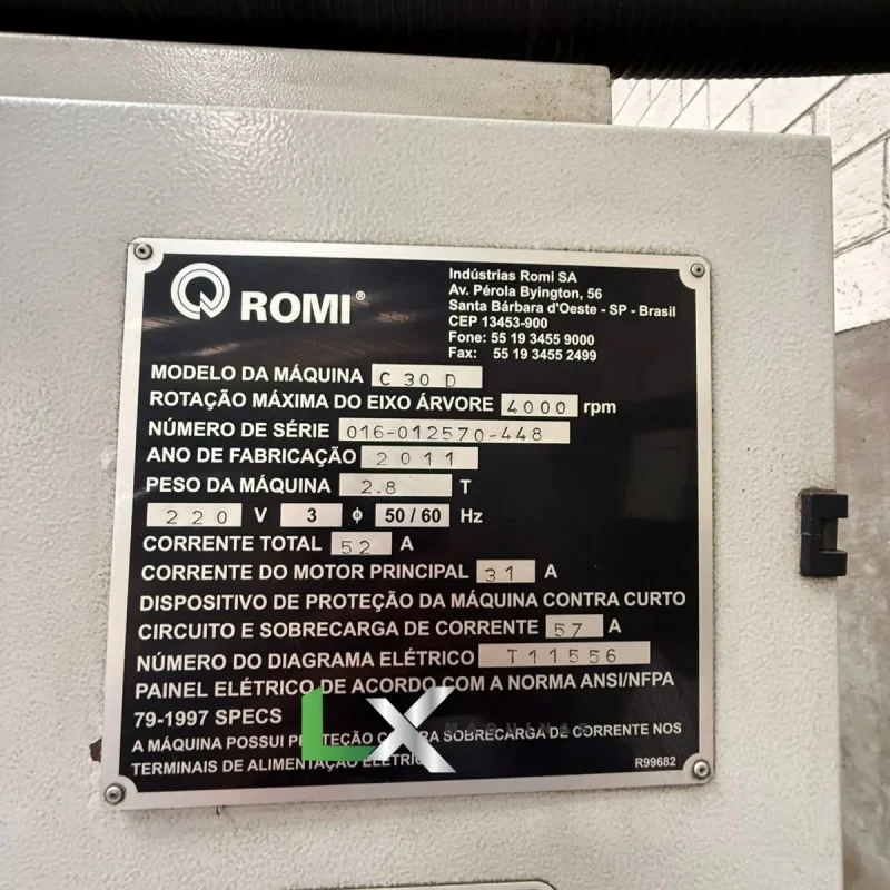 TORNO CNC ROMI CENTUR 30D - 430 X 1000 MM - SIEMENS - ANO 2011 (1)