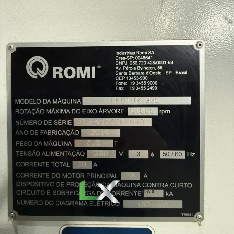 TORNO CNC ROMI CENTUR 30D HIDRAULICO SIEMENS - 2014 (1)