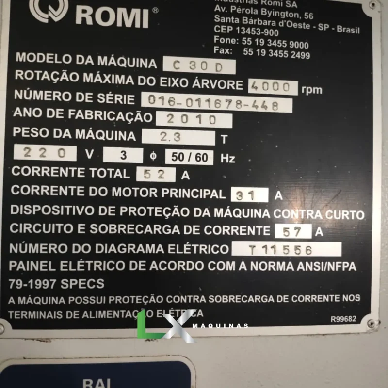 TORNO CNC ROMI CENTUR 30D KIT MULTIPLIC SIEMENS - ANO 2010 (6)