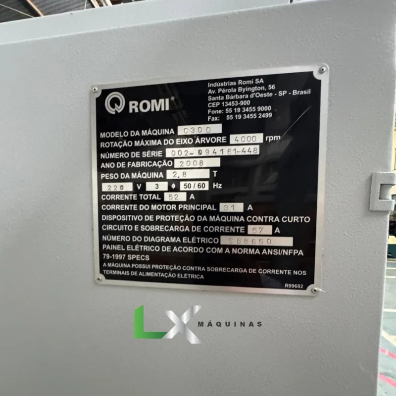 TORNO CNC ROMI CENTUR 30D - SIEMENS - ANO 2008 (6)