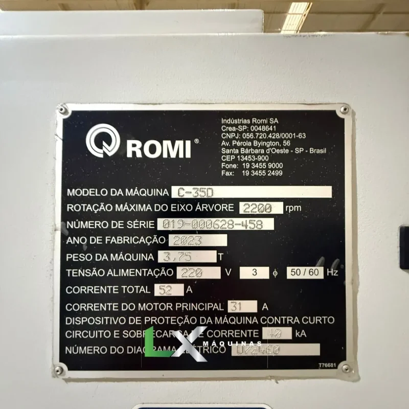 TORNO CNC ROMI CENTUR 35D X 1500MM - SEMINOVO - ANO 2023 (6)