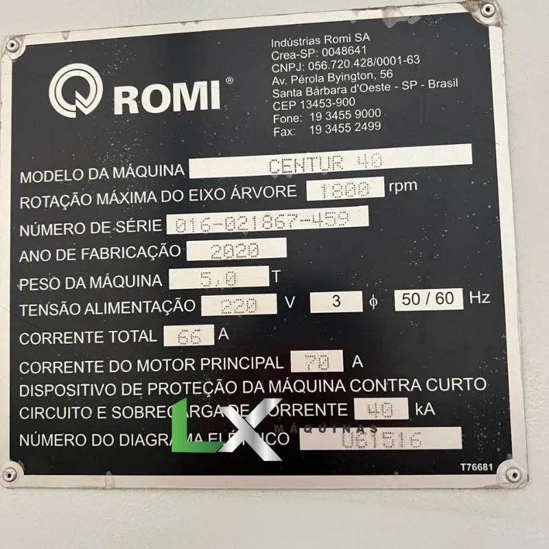 TORNO CNC ROMI CENTUR 40 - SIEMENS - 2020 (9)