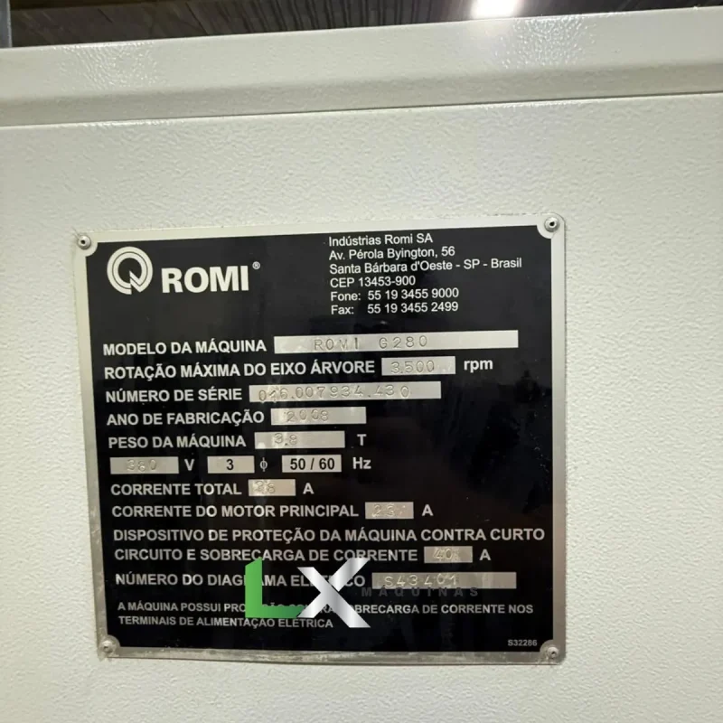 TORNO CNC ROMI G280 FANUC - ANO 2008 (6)