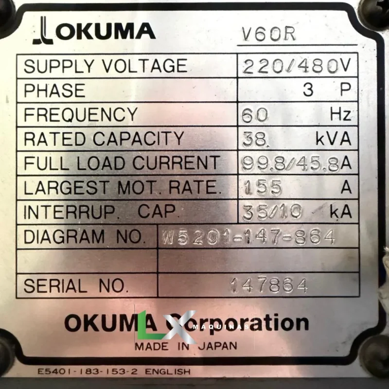 TORNO VERTICAL CNC OKUMA V60R - COM FERRAMENTAS ACIONADAS - ANO 2010 (3)